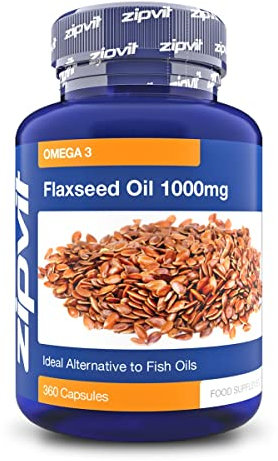 Zipvit Flaxseed Oil Capsules 1000mg Per Capsule, 360 Softgels, High Strength Alpha Linolenic Acid, Fish Oil Alternative, up to 12 Months Supply.