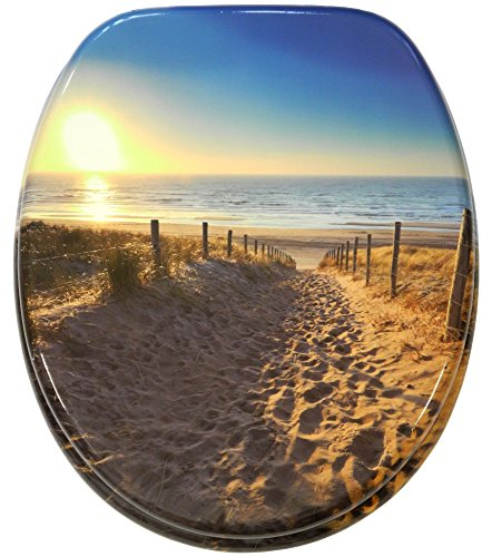 Sanilo WC Sitz ohne Absenkautomatik, hochwertiger Toilettendeckel, einfache Montage, stabile Scharniere, Düne