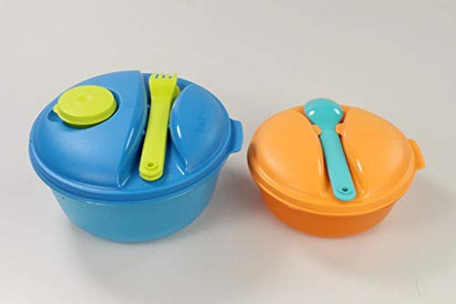 TUPPERWARE Salat&Go To Go 1,5L blau/grün + Soup&Go 600ml orange 32203