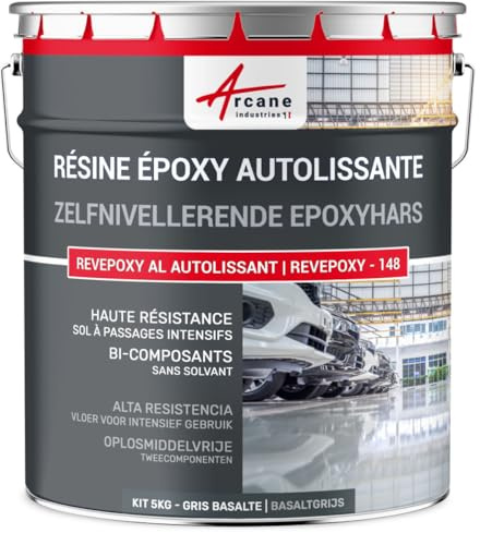 Resina epossidica autolivellante per pavimenti, garage - REVEPOXY - 148-5 kg Grigio Basalto - RAL 7012 - ARCANE INDUSTRIES