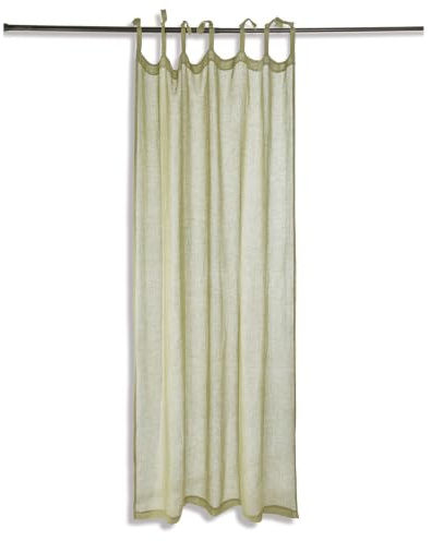 Loberon Gardine Gryphia, hellgrün | zarte Transparenz, natürlicher Edel-Look, Anbringung durch dekorative Bindebänder, Sichtschutz, Fensterdekoration, Leinen