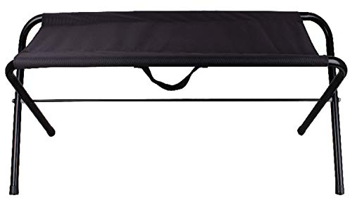 FineHome Stabile klappbare Campingbank Campingstuhl Faltstuhl Klappstuhl Klappbank Anglerstuhl Metall Stoff Oxfort Schwarz 108x31x38cm