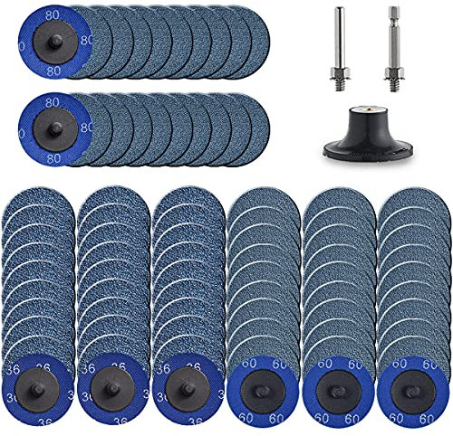 Tshya Schnellwechsel-Schleifscheibe, 80 Stück, 5,1 cm Schleifscheiben für Schneideisenzubehör, Zirkoniumbeschichtung 36/60/80 Körnung für Oberflächenvorbereitung