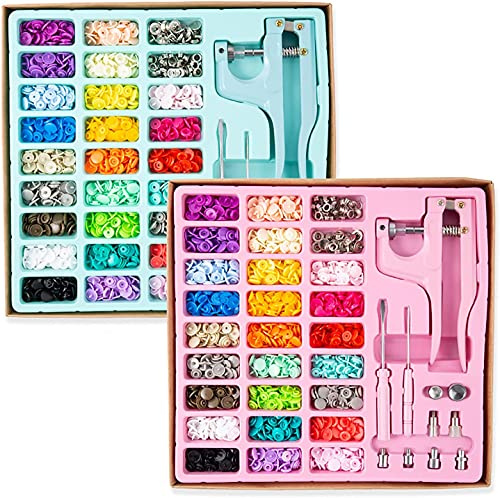 270 Sets T5 Plastic Snaps Buttons with Snaps Pliers Set Snap Fasteners kit for Clothes Sewing Bibs Rain Coat Crafting -DIY Handmade Tools (Blue)