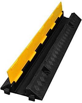 Ponte per cavi a 1 canale con coperchio estraibile, protezione da inciampo, protezione ponte, 10 t, portata in gomma, colore nero