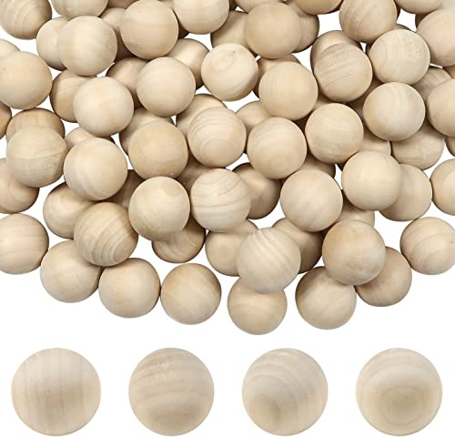TOAOB 100 pezzi Palline di Legno per Lavoretti 20mm Perline in Legno Naturale Senza Foro Rotonde per Braccialetti Collane Lavorazione Fai da Te Artigianali Decorazioni