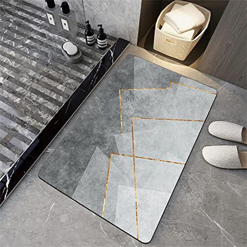 Badezimmerteppich, Badematte Rutschfest, 80x150cm Bad Teppich LäUfer, Duschmatte, Badteppich Badvorleger Rutschfest Waschbar, Antirutschmatte Dusche, Teppich Badezimmer, Bathroom Bath Mat, Grau