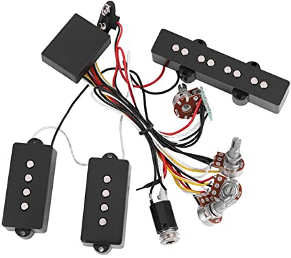 Pickup Basso Pj con Preamplificatore EQ Attivo e Passivo a 3 Bande per Chitarra Elettrica Circuito Cablaggio