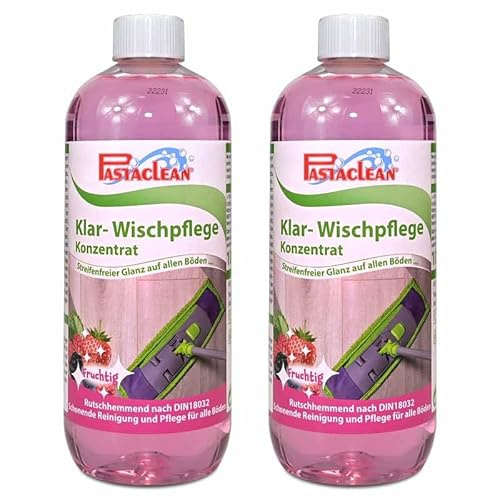 Pastaclean® Bodenreiniger (Fruchtig) Klar Wischpflege Konzentrat, Schonende Reinigung für alle Böden, 2x 1000 ml