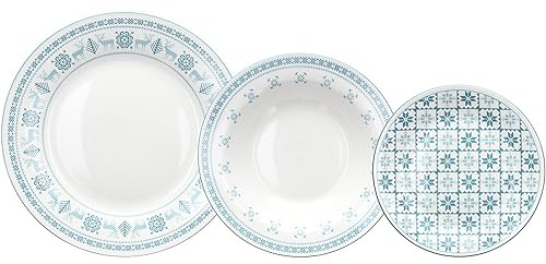 Tognana Polar Tafelservice für 6 Personen, 18-teilig, Porzellan, hellblau