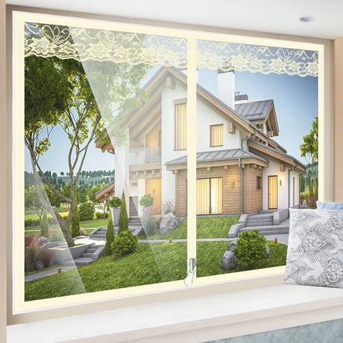 Thermofolie Fenster Gegen Kälte,Fenster-Isolierfolie,PE Fenster Isolierung, Transparent Isolierfolie Für Kälteschutz,Inklusive Klebeband,mit Reißverschluss,Breite x Höhe (100x140cm)