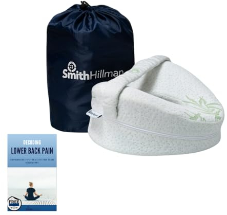 Smith Hillman Orthopaedic Knee Cushion with Strap | Leg Alignment Pillow for Side Sleepers & Pregnant Women | Pain Relief for Lower Back, Hip and Sciatica | With Storage Bag & E-Book
