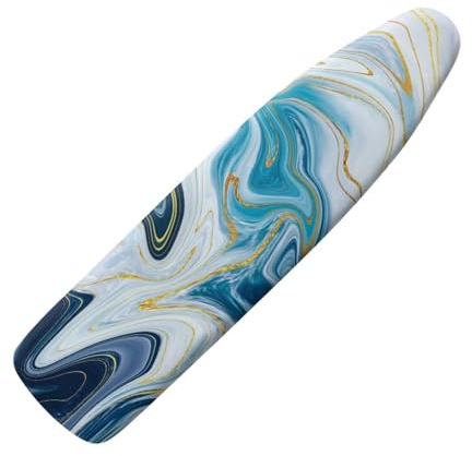 NETILGEN Ironing Board Covers Resists Scorching Stain Proof Non-Slip Protective Covers M for Dimensions 115-122 x 36-40 cm for Home Indoor Hotel, Blue Gold Marble