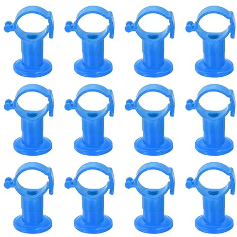 QUARKZMAN 12 Piezas de Abrazaderas de Tubería de PVC con Base, Aptas para Tuberías de 20-32mm de Diámetro Exterior, Abrazadera de Tubería de Plástico Ajustable, Azul