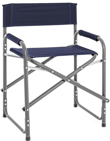 IlGruppone Sedia Sgabello Regista Poltrona Pieghevole in Alluminio Trasportabile Lavabile Leggera Lavabile Terrazzo Giardino Campeggio Mare Spiaggia UV Resistente Antiruggine - Blu