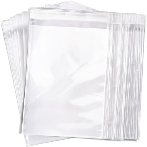 Lot de 200 sachets en cellophane transparents A4 autocollants pour biscuits, cartes, enveloppes, photos