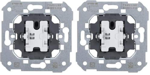 SIMON - Mecanismo Conmutador e Interruptor, Serie 75, Compatible con Tapas de las Series 75, 31, 82 y 88, Apto para Interiores (IP20), Fácil de Instalar, 10AX 250V (Paquete de 2)