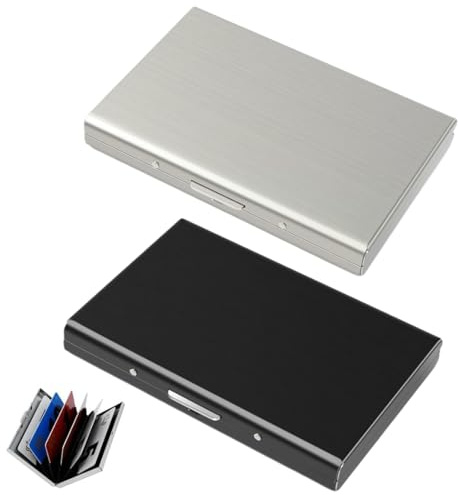 SGERUFZ 2 Stück RFID Blocking Kreditkartenhülle Kreditkarten aus Aluminium, Visitenkarten Etuis 10 Fächer, RFID & NFC Schutz Kreditkartenetui für Damen, Herren
