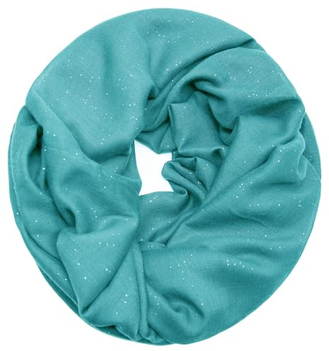 Glamexx24 Glitzer Schal edler leichter Unifarbener Loop Schlauchschal Rundschal