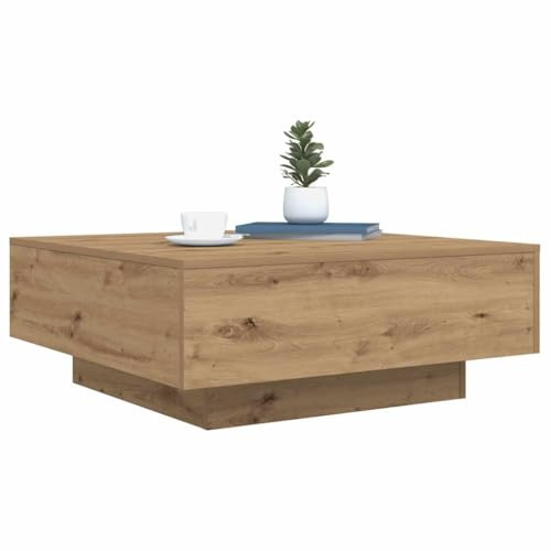 vidaXL Tavolino da Salotto Rovere Artigianale 80 x 80 x 31 cm, Tavolino da caffè Moderno, Elegante, Multifunzionale, con luci LED, per Un Soggiorno alla Moda