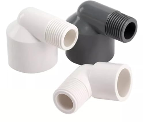 Conector de PVC de 90° (20, 25 y 32 mm) a acoplamiento reductor de 1/2, 3/4 y 1, rosca macho (codo)(1I2Inch-25mm White,2Pcs)