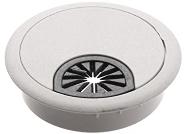 ByNGSDCC Pasacables de Escritorio Aleación de Aluminio, Mesa de Oficina, Escritorio, rectángulo, Cable, Ojal, Cubierta de Orificio, Puerto de Salida con Cepillo Negro(Silver,53mm)