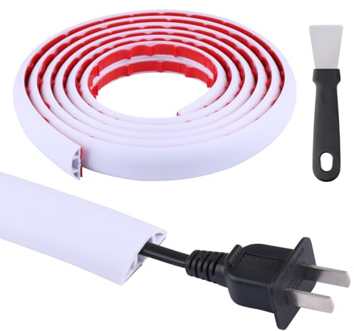 Passe-câbles Flexible pour Sol Autocollant, Protection de câbles de Sol en PVC, Cache-câbles, Passe-câbles, Cache-câbles, Cache-câbles pour la Maison, Le Bureau, l'entrepôt (Blanc)