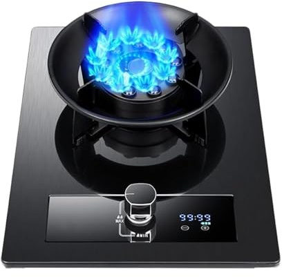 Gaziniere Gaz Portable 1 Brûleur, 5,2 KW Conversion Gaz/gaz Propane, Support De Casserole En Fonte Et Verre Trempé, Avec Protection Contre L'embrasement(NG)