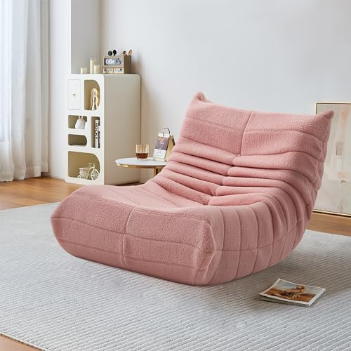 Liuyoyo Moderno puf sofá de suelo, sillón de suelo con respaldo, sillón de lectura cómodo XXL, cómodo sofá perezoso, silla para dormitorio, salón, oficina, color rosa