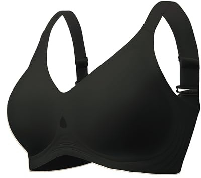 TMYIOYC Curlady Jelly Bra, Seamless Wireless Bra for Women, Comfort Soft No Underwire Supportive Full Coverage Push Up T-Shirt Bra with Free Extenders Black