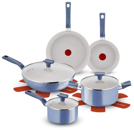 Lagostina Nettuno, Set di Padelle e Pentole Antiaderenti 12 Pezzi in Alluminio, Rivestimento Mineralia, Indicatore di Calore Thermo-Signal, Manico Rivettato, Compatibili con Induzione