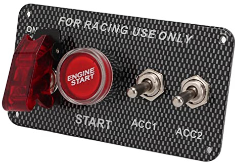 KIMISS Kit de Panel de Interruptor de Encendido de 12 V 40 A con Botón de Arranque del Motor – Interruptor de Palanca Estilo Fibra de Carbono para Coches de Carreras, Ajuste Universal para un