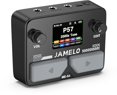 JAMELO Pocket Guitar Multi-Effects Pedal with 125 Effects 10 Modules Black | Amp Models & Cab Sims, Drum Rhythms, Looper, USB OTG Support, Rechargeable Pedal Multi-Effects Processor for Guitar Bass