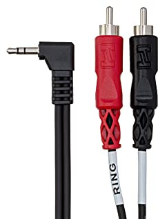 Hosa CMR-206R Stereo Breakout, Right-angle 3.5 mm TRS to Dual RCA, 6 Feet