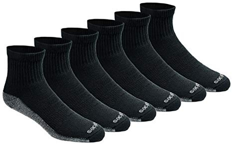 Dickies Men's Dri-Tech Moisture Control Quarter Socks, Available in M-XXL (6, 12, 18 Pairs), Black (6 Pairs), X-Large