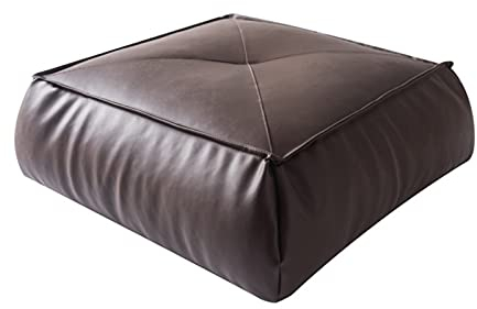 ZZZYZ Quadrat Leder Hocker Für Füße Bodenkissen Wasserdicht Komfürt Sitzkissen Epp-partikel Meditationskissen Für Indoor Wohnzimmer Balkon Dekoration-Dunkelbraun 65x65x20cm(26x26x8inch)