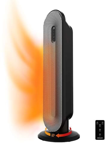 Cecotec Calefactor cerámico de baño ReadyWarm 2000 Max Box Ceramic con 2000 W, pantalla LED, mando a distancia y protección IPX2, 20 m2, Mando + Control táctil