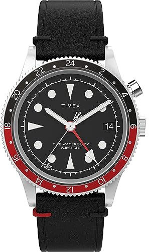Timex Men's Waterbury 39 mm Watch - Black Leather Two-Piece Quick Release Strap Black Dial Stainless Steel Case TW2W22800