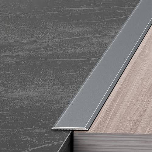Raouoae Boden Übergangsschiene Metallleiste 3 Stück/90cm, Eloxierte Aluminiumlegierung - Übergangsprofil, Abdeckstreifen Für Laminat, Parkett Und Fliesen(Gray,W:60mm)
