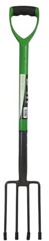 Easy Shopping® Border Fork Carbon Steel with Soft Grip D Handle with 4 prong head Strong Versatile and Durable Heat Treated and Oil Cooled Metal perfect for Gardeners Builder Industrial Work