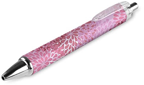 BHHJKK Dahlia Stylo à bille rétractable avec fond floral Noir Pointe fine 0,5 mm Séchage rapide Écriture lisse 1 pièce