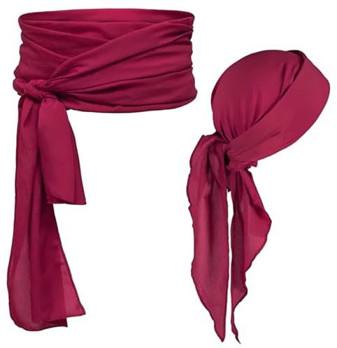 Piraten Kostüm Frauen,Kopftuch Pirat Damen,Herren Accessoires Piratenkostüm,Zubehör für Accessories Bandana Schmuck Piratin,Piratenschmuckpirate Rot Haarschmuck Piraten-Accessoire-Set