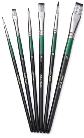 6 Pennelli Per Artisti Acquerello Capelli In Nylon Olio Articoli Da Adulti