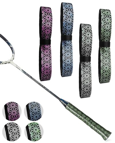 SOVYTH Lot de 4 rubans de poignée pour raquette de tennis, bande de préhension pour raquette de badminton, grip badminton, ruban autocollant, bande antidérapante pour raquette de badminton