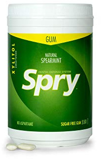 Spry Fresh Natural Xylitol Kaugummi – Zahnpflege Kaugummi ohne Aspartam, Zuckerfrei, Non-GMO, Glutenfrei (Spearmint, 550 Stück – 1 Packung)