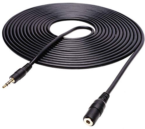 Movo MC20 3.5mm Audio Cable - 3.5mm TRS Female to Male 20ft Extension Cord for Microphones, Headphones, and More