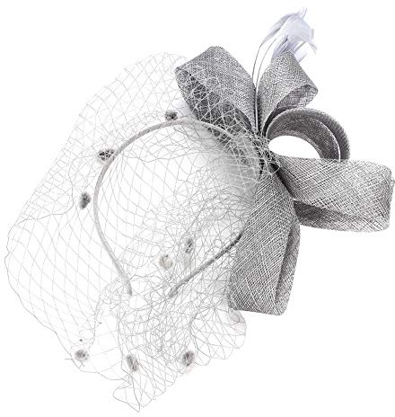 Fascinator Hut Damen Mädchen Haarschmuck mit Schleier Mesh Blumen Stirnband Vintage Haar Clip Tea Party Hochzeit Haarreif Feder Kopfschmuck mit Haarklammer für Fasching Karneval Kirche Cocktail
