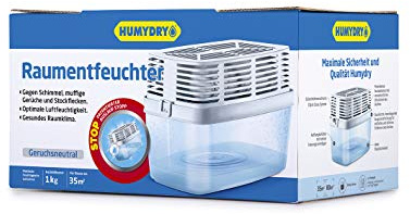 HUMYDRY - Luftentfeuchter Anti-Feuchtigkeit Premium 1000g – für Räume bis zu 35m² – Patentiertes Auslaufschutz-System – Nachfüllbar mit enthalten – Neutraler Duft