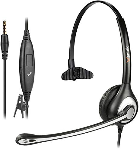 PC Headset Handy mit Mikrofon & Lautstärkeregler, PC Kopfhörer 3,5mm Klinke für iPhone Laptop Tablet Homeoffice Skype Business Call Center Webinar Videokonferenzen, Klar Chat, Super Leicht