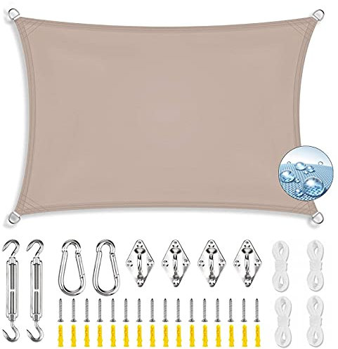 ERPENG Sonnensegel Sonnenschutz 2x5m Wetterfest,95% UV Schutz Balkonverkleidung mit Seilen und Befestigungs Kit für Camping Terrasse Balkon Garten Outdoor, Brown